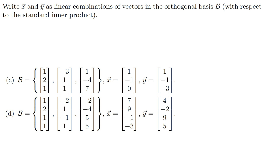 Write f and 37 as linear combinations of vectors