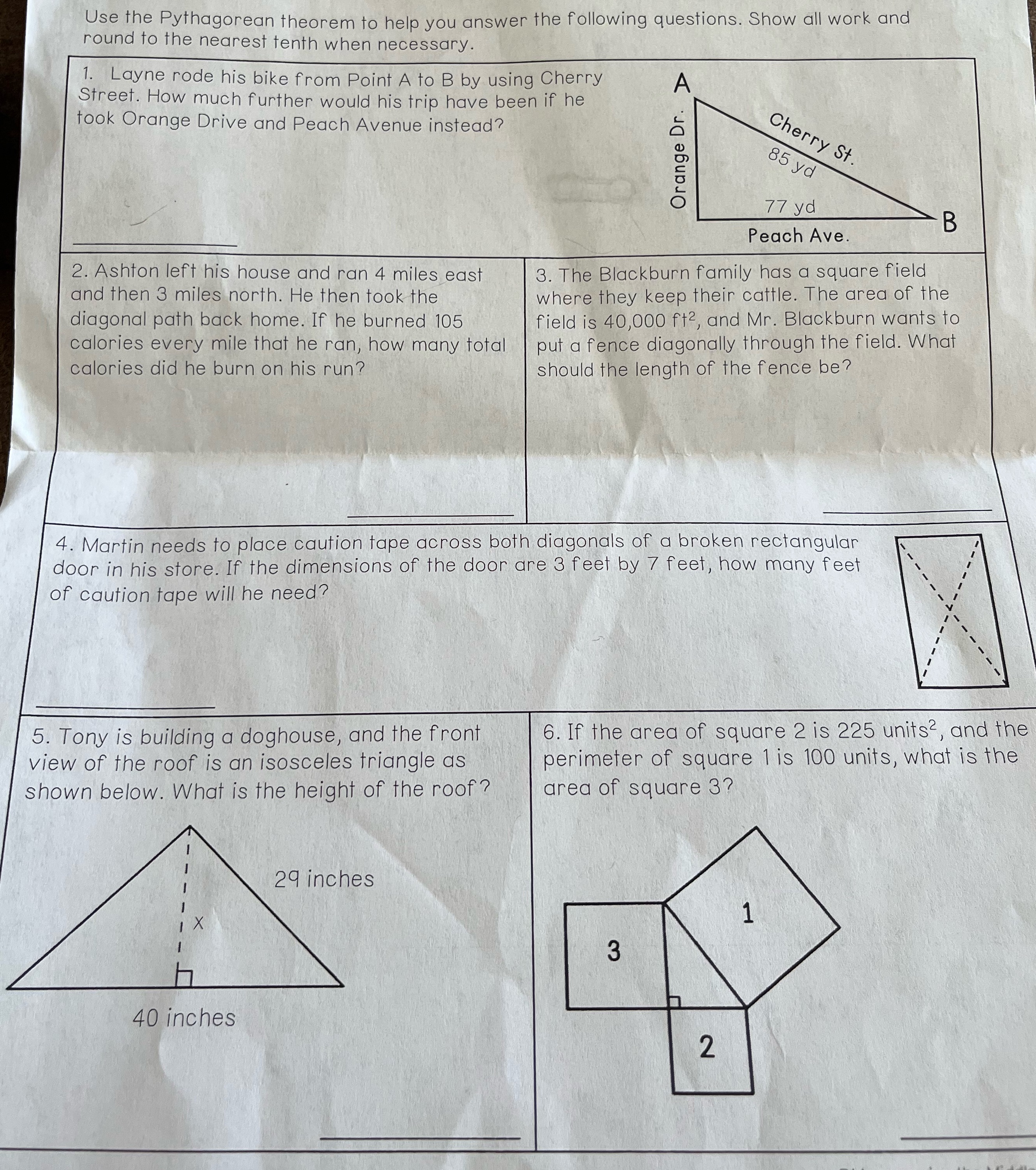 Use the Pythagorean theorem to help you answer