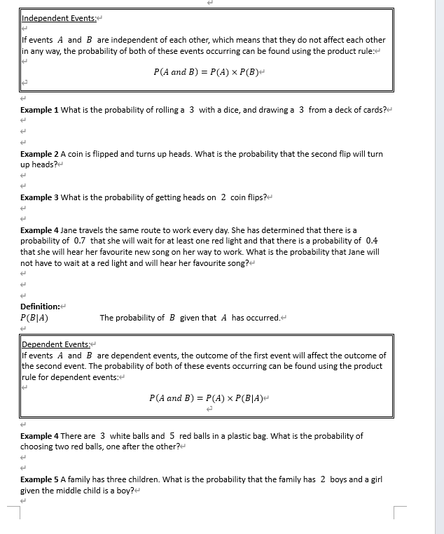 Independent Events: If events A and B are