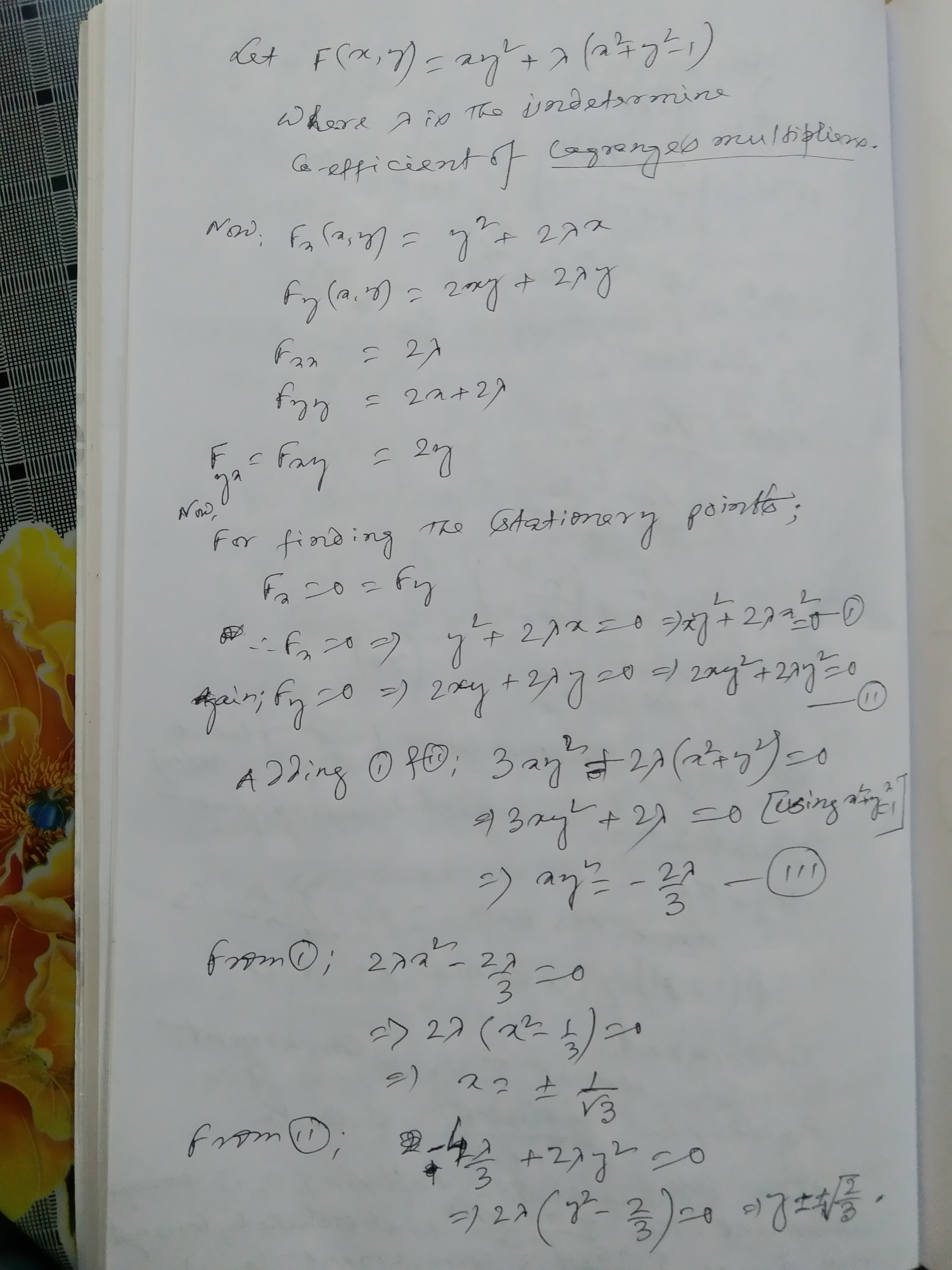 8. f(x, y) =. 2 xy subject to x .2 . + 2 = 17-26.