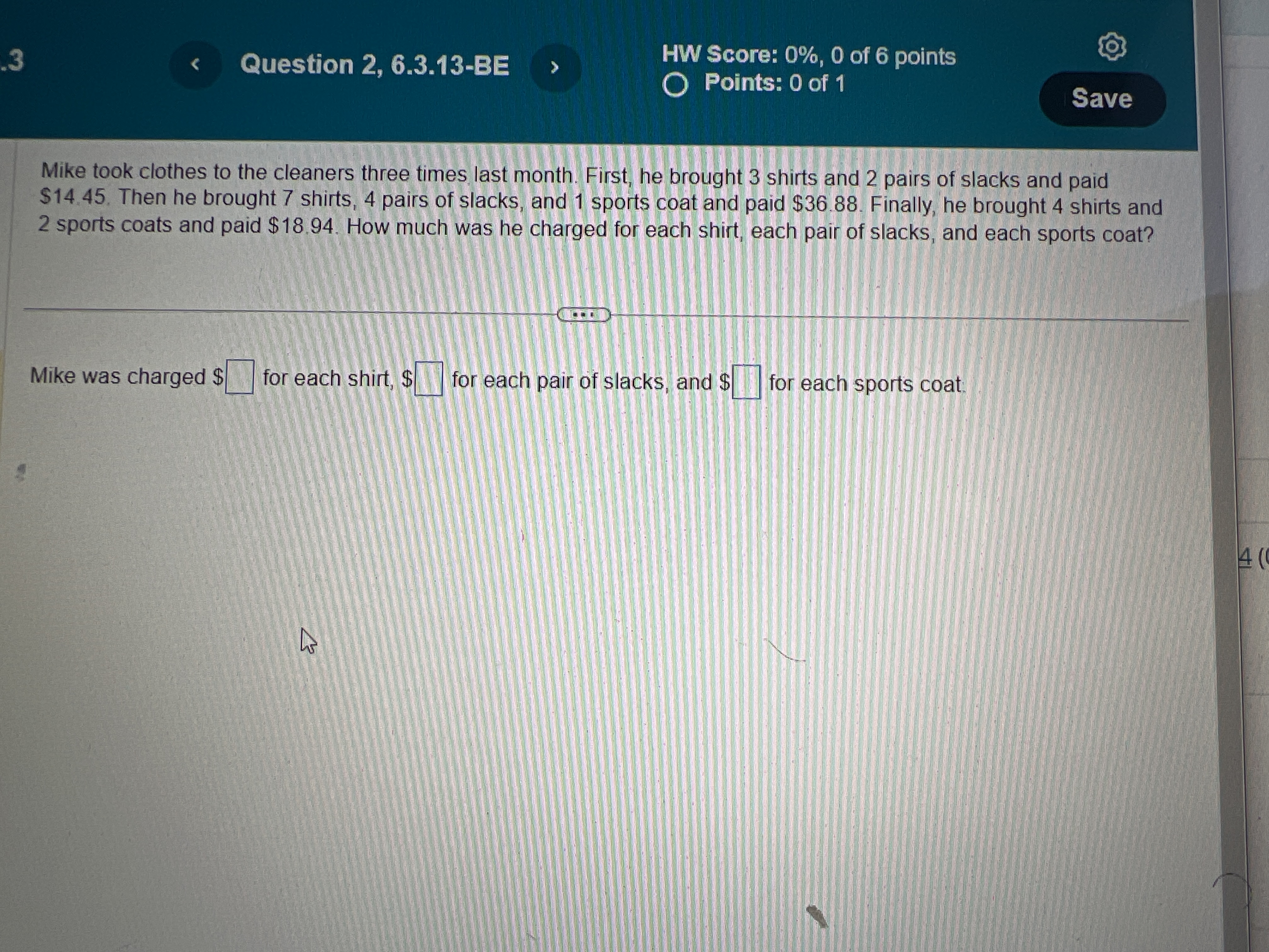 Question 2, 6.3.13-BE HW Score: 0%, 0 of 6 points
