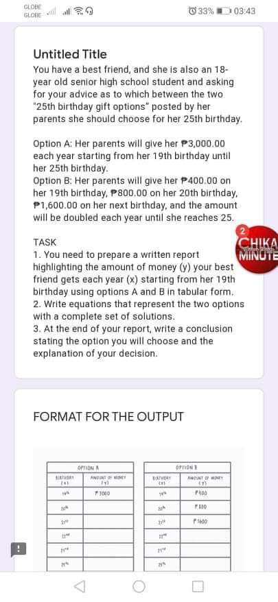 pleas provide table a and b, equations and