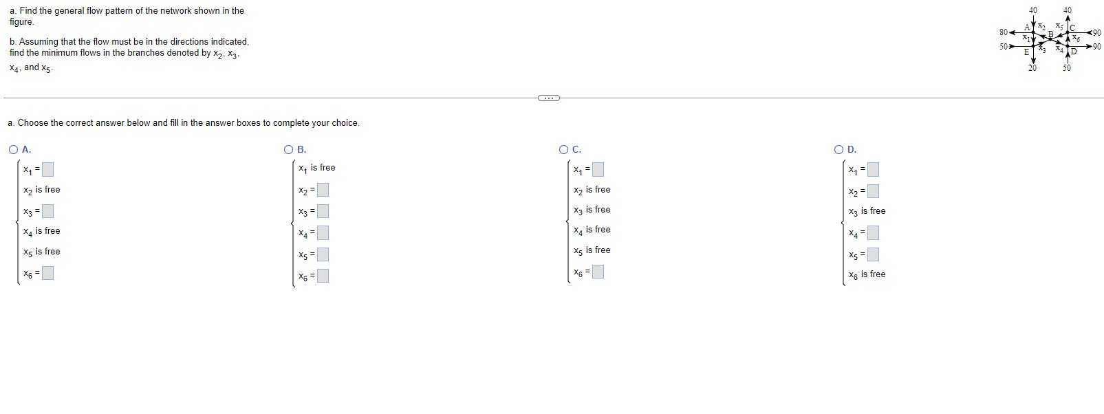 a. Find the general flow pattern of the network