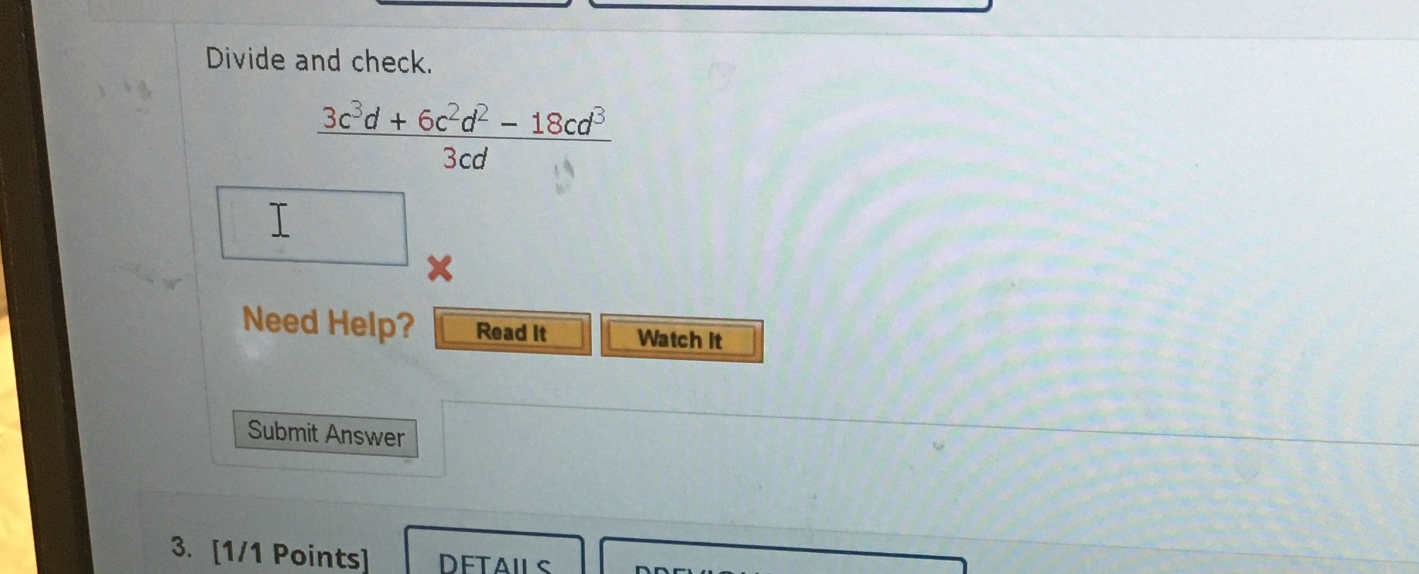 Divide and check. 30'd + 60282 - 18cd 3cd I