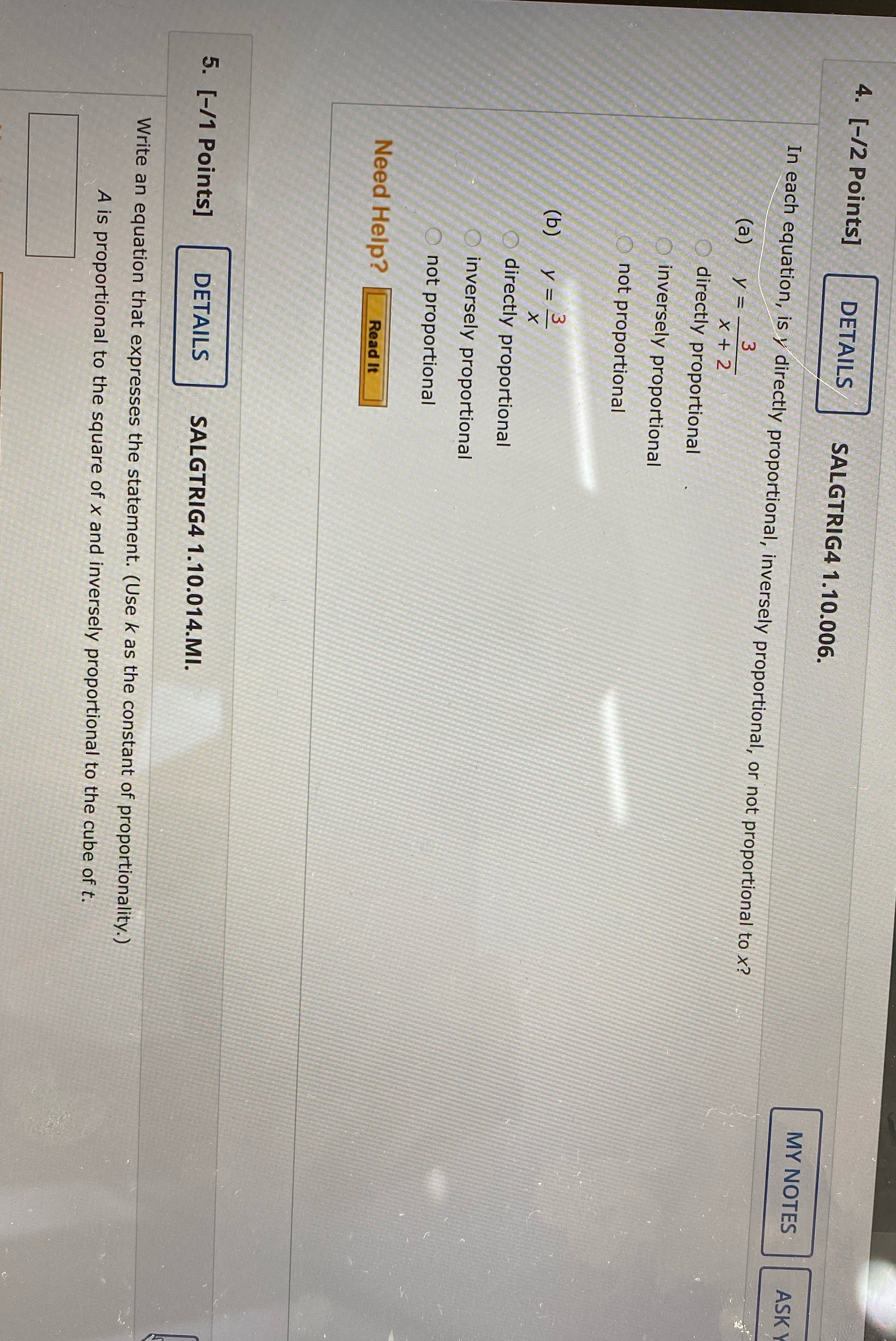 4. [-/2 Points] DETAILS SALGTRIG4 1.10.006. MY