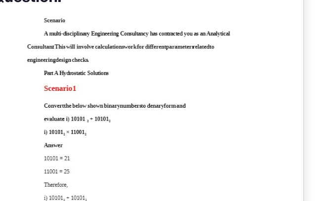 Scenario A multi-disciplinary Engineering