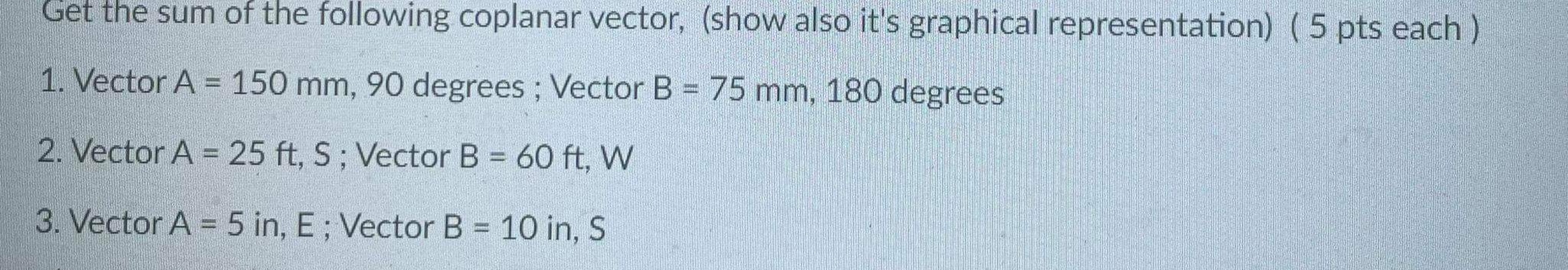 Get the sum of the following coplanar vector,