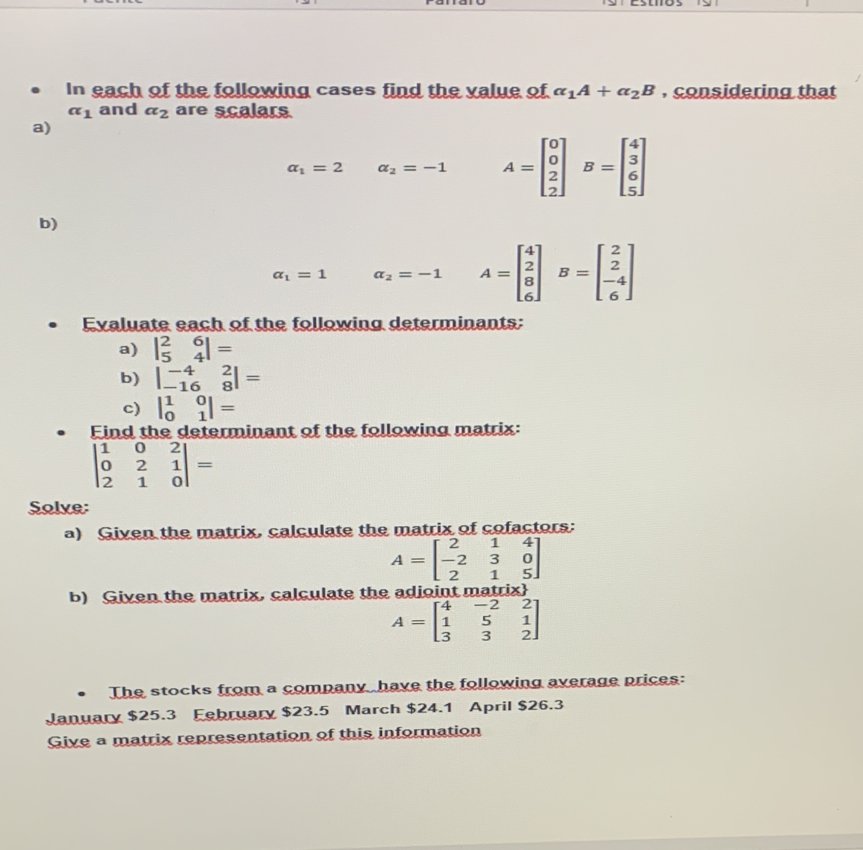 In each of the following cases find the value of