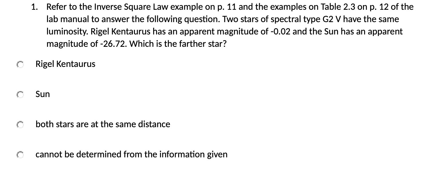 1. Refer to the Inverse Square Law example on p.