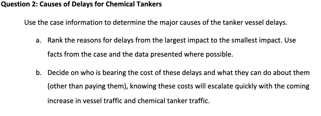 Question 2: Causes of Delays for Chemical Tankers