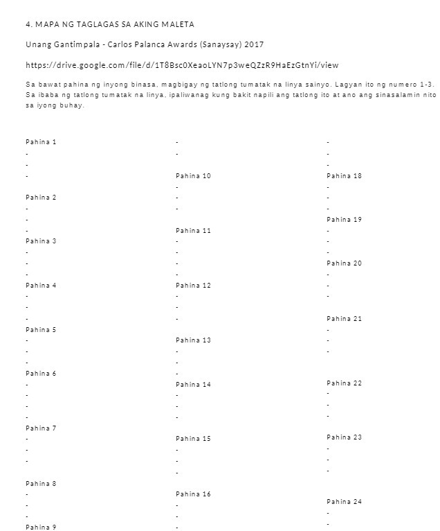 4. MAPA NG TAGLAGAS SA AKING MALETA Unang