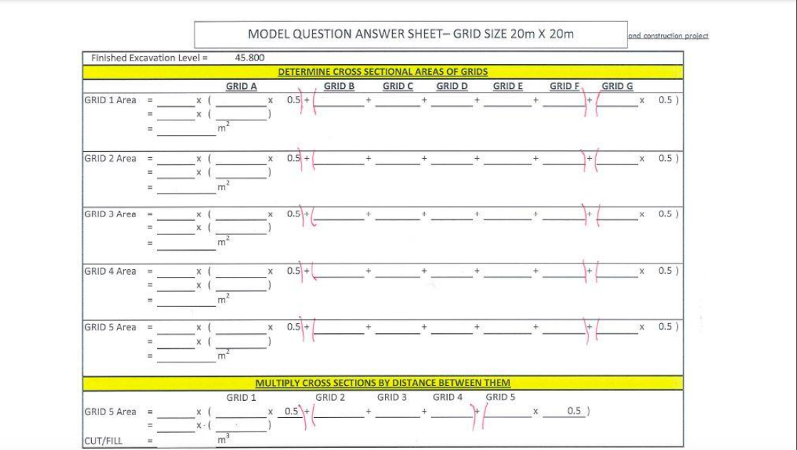 MODEL QUESTION ANSWER SHEET-GRID SIZE 20m X 20m