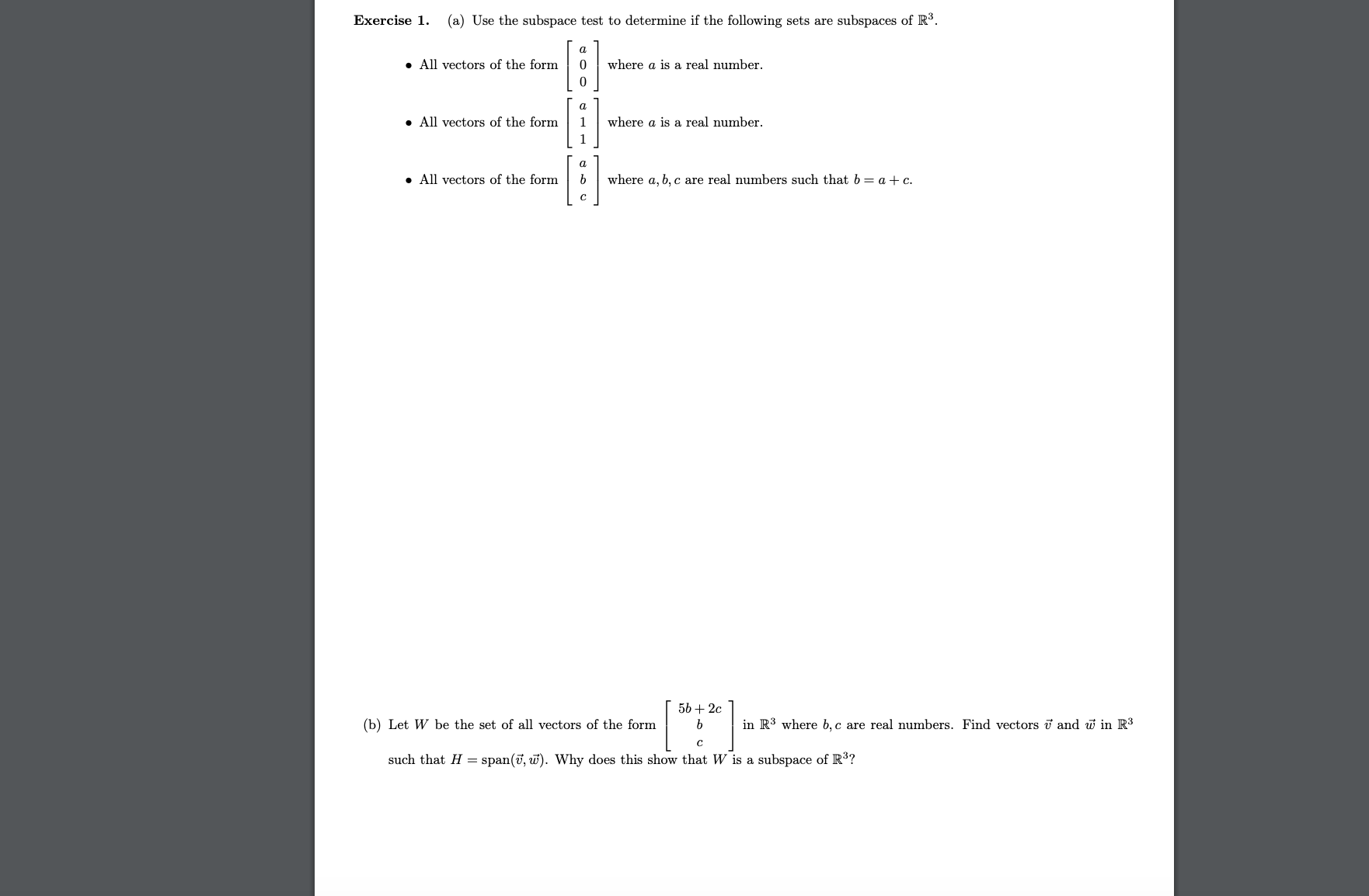 Can you help with Exercise 1. (3) Use the