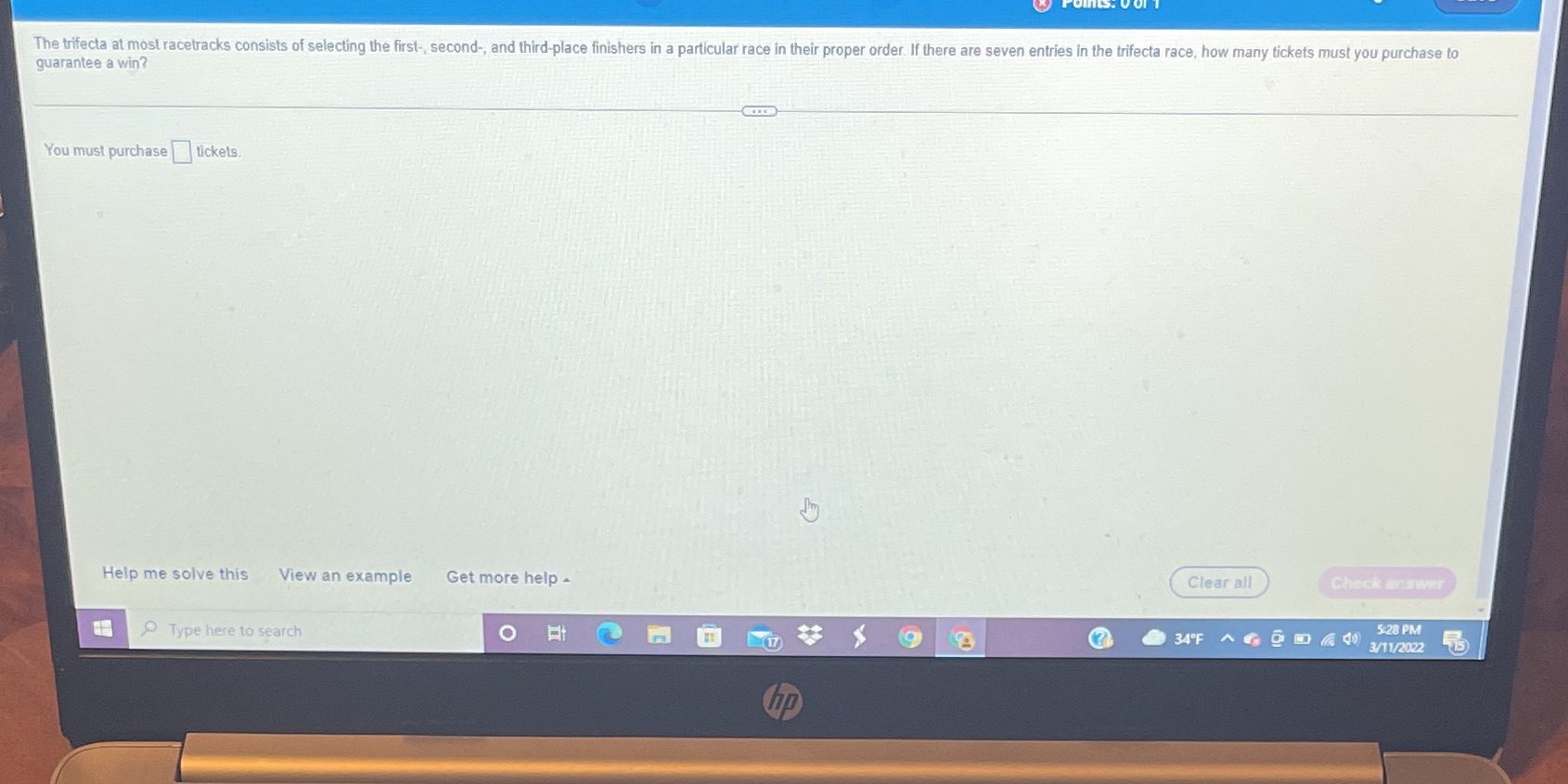 The trifecta at most racetracks consists of