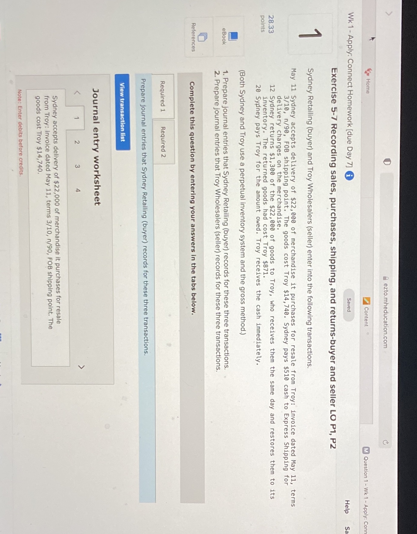ezto.mheducation.com Home Content M Question 1 -