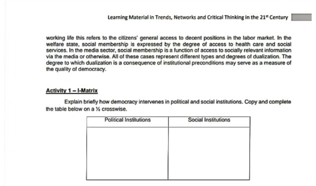 Learning Material in Trends, Networks and