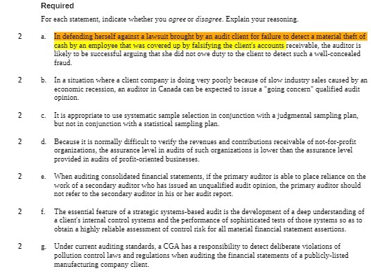 Required For each statement, indicate whether you