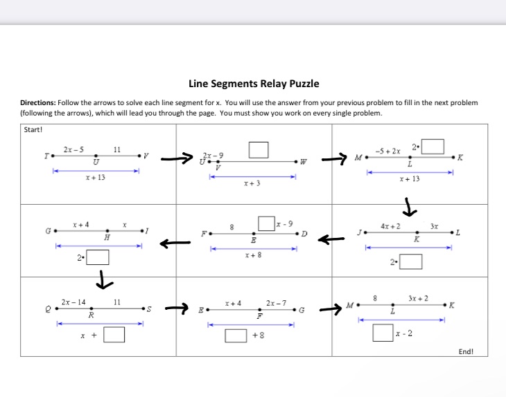 Line Segments Relay Puzzle Directions: Follow the