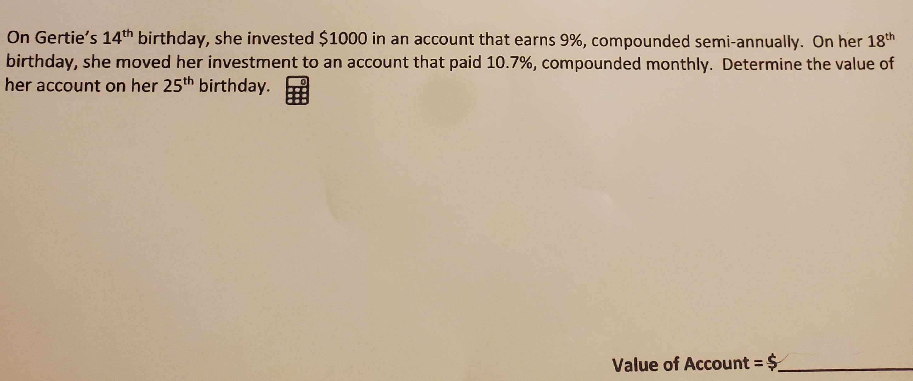 On Gertie's 14th birthday, she invested