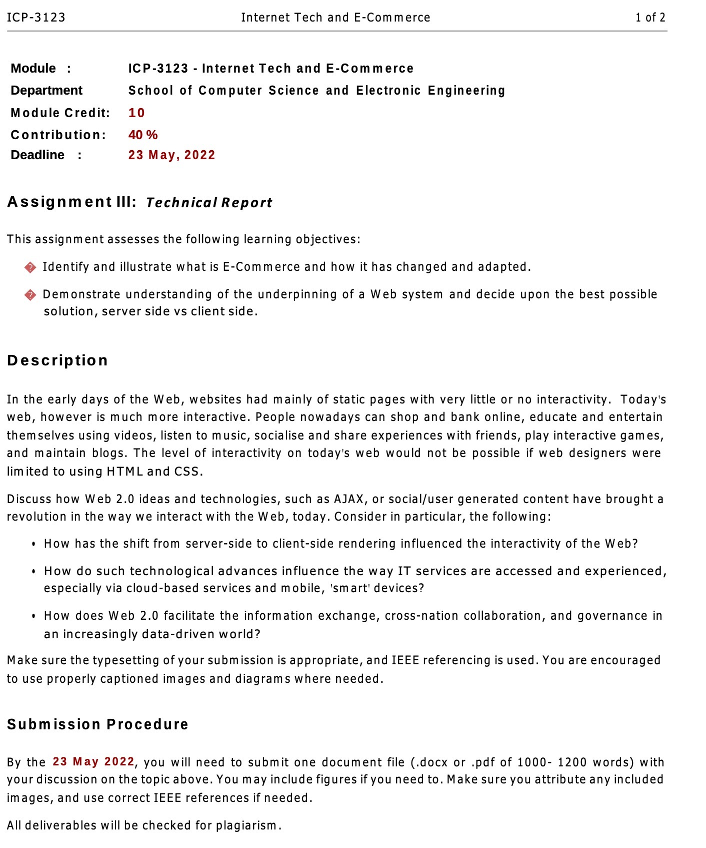 ICP-3123 Internet Tech and E-Commerce 10f2 Module