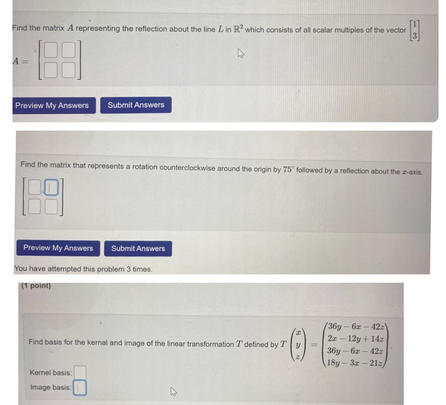 Please need an answer asap Find the matrix A