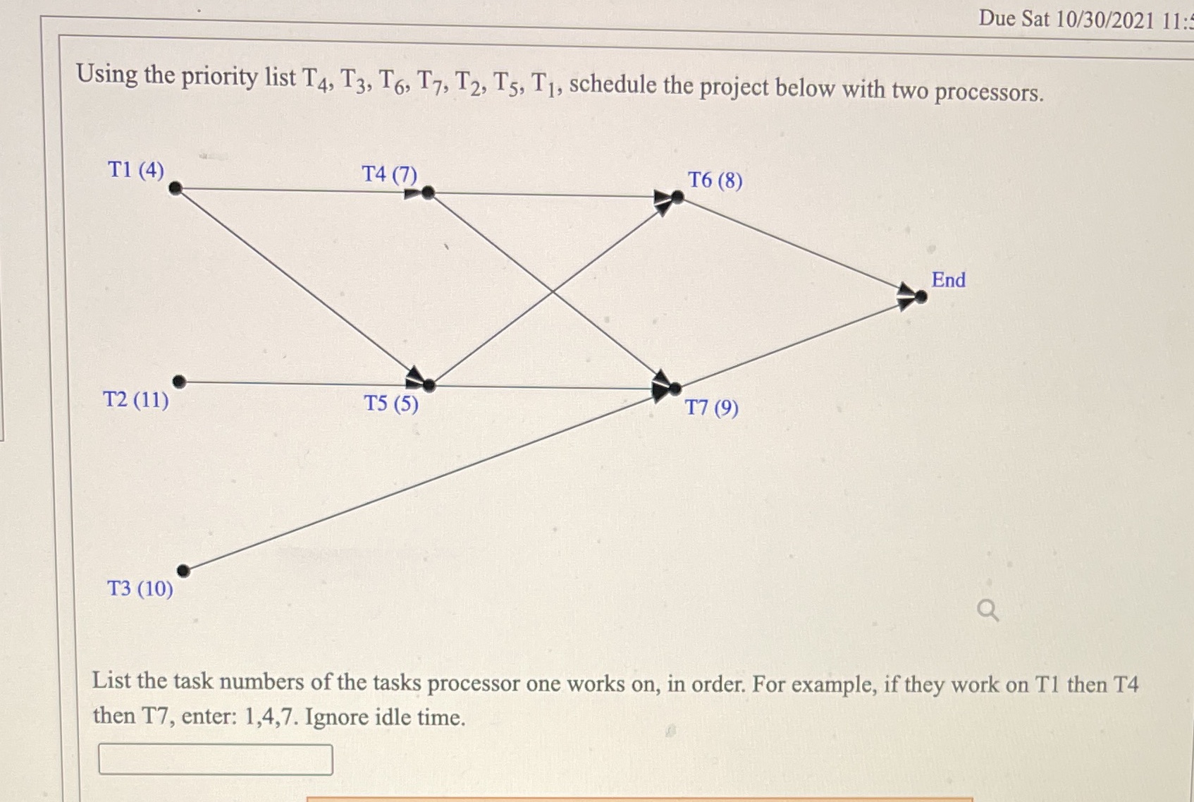 Due Sat 10/30/2021 11: Using the priority list