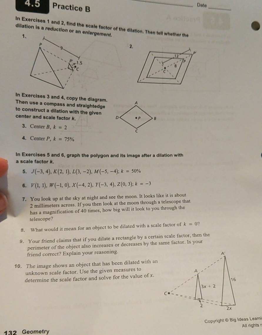 3 5 7 9 help please 4.5 Practice B Date In