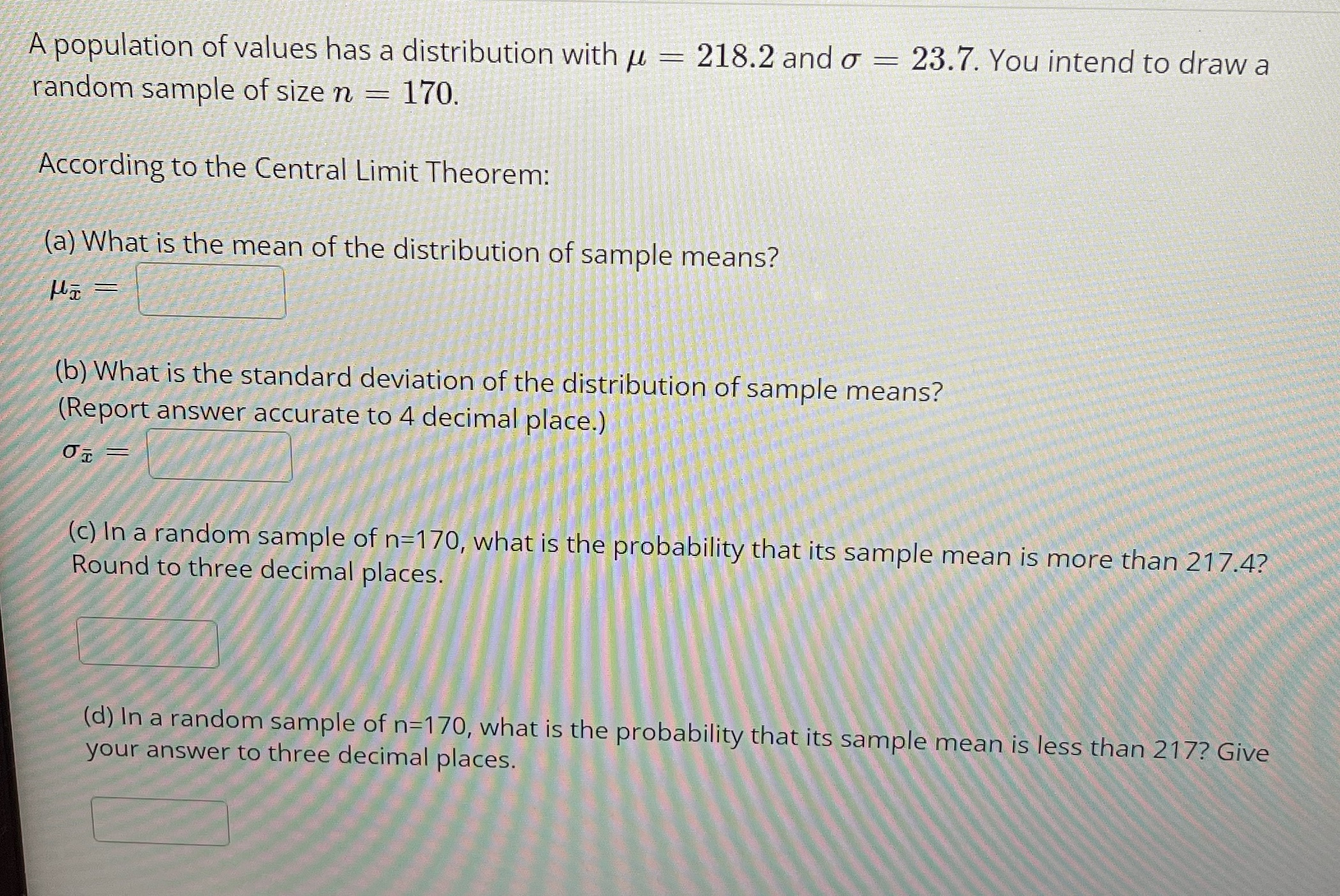 A population of values has a distribution with u