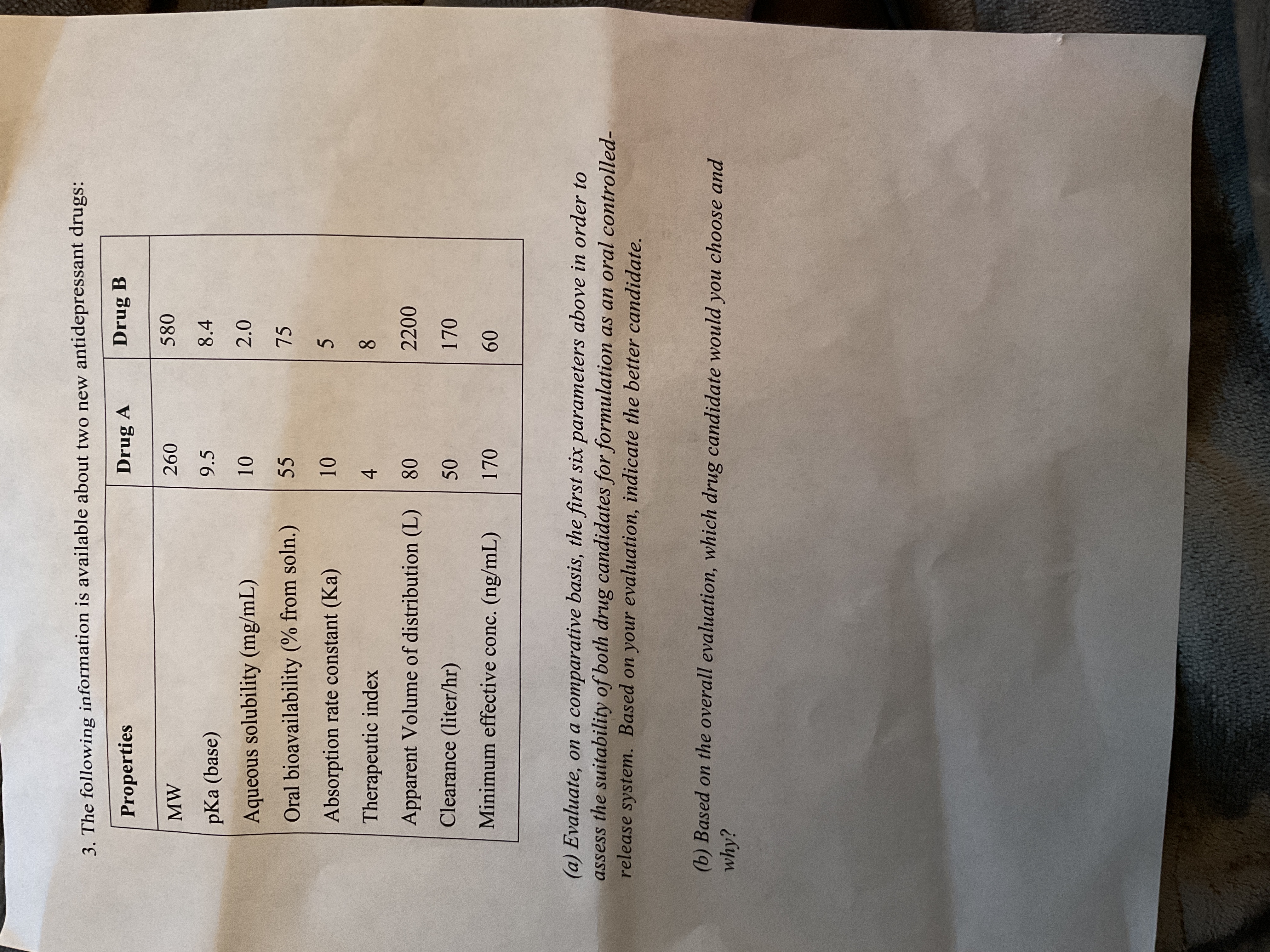 3. The following information is available about