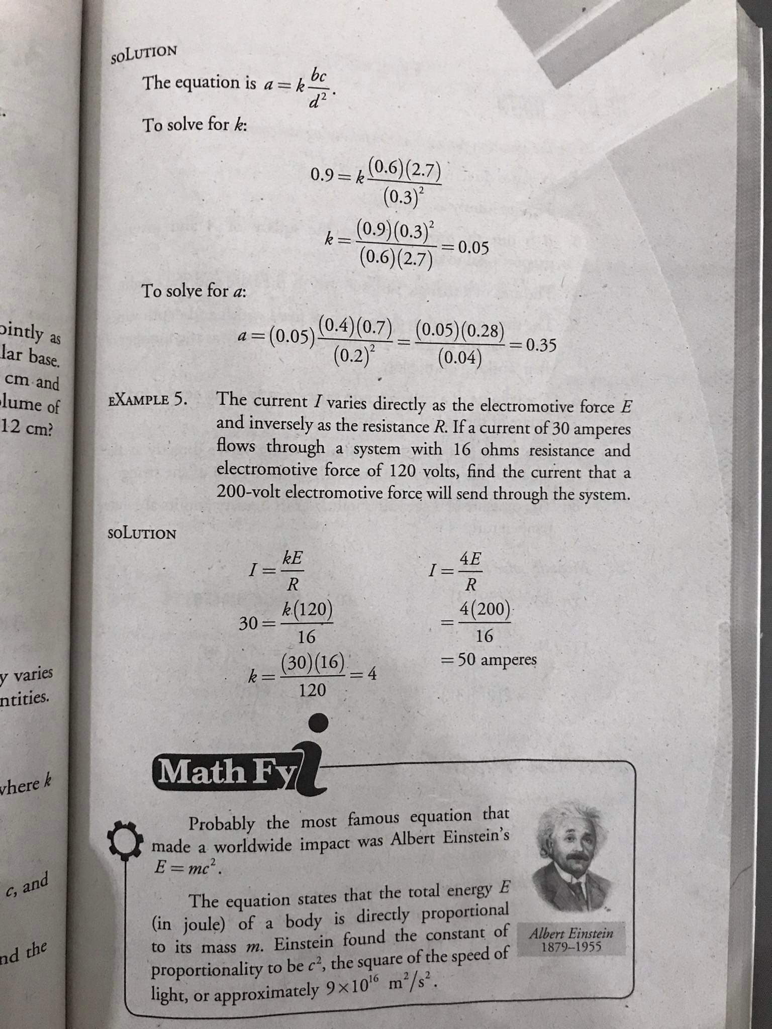 Lesson: SOLUTION The equation is a = k To solve