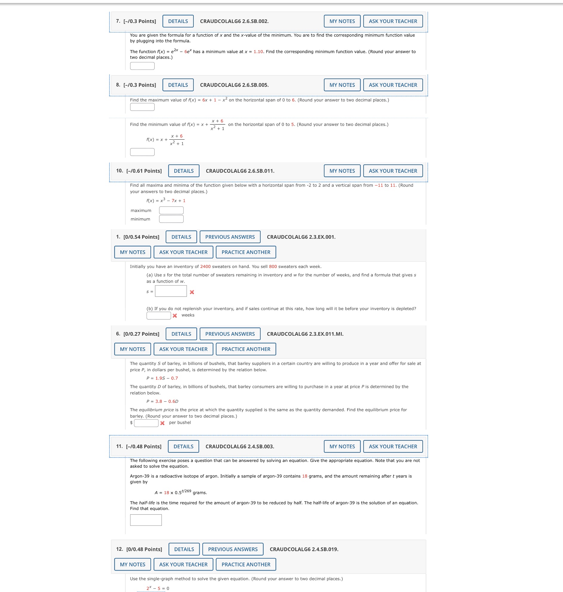 7-10=2.3. . [-/0.3 Points] DETAILS CRAUDCOLALG6