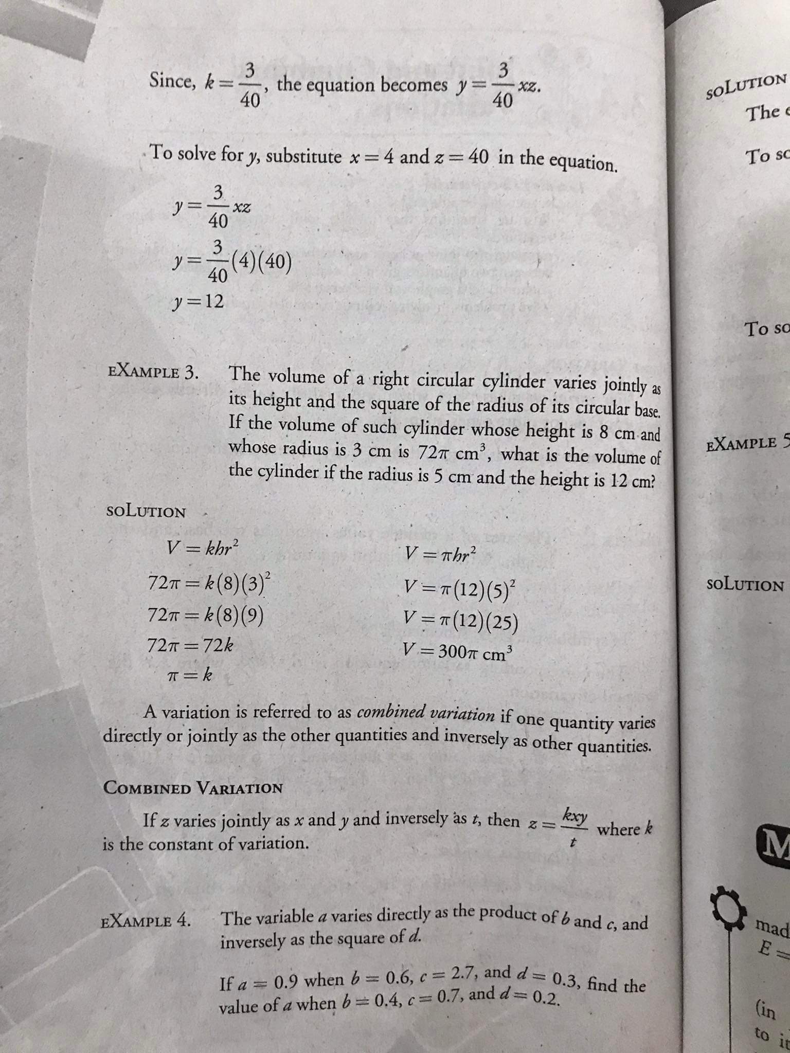 Lesson: SOLUTION The equation is a = k To solve