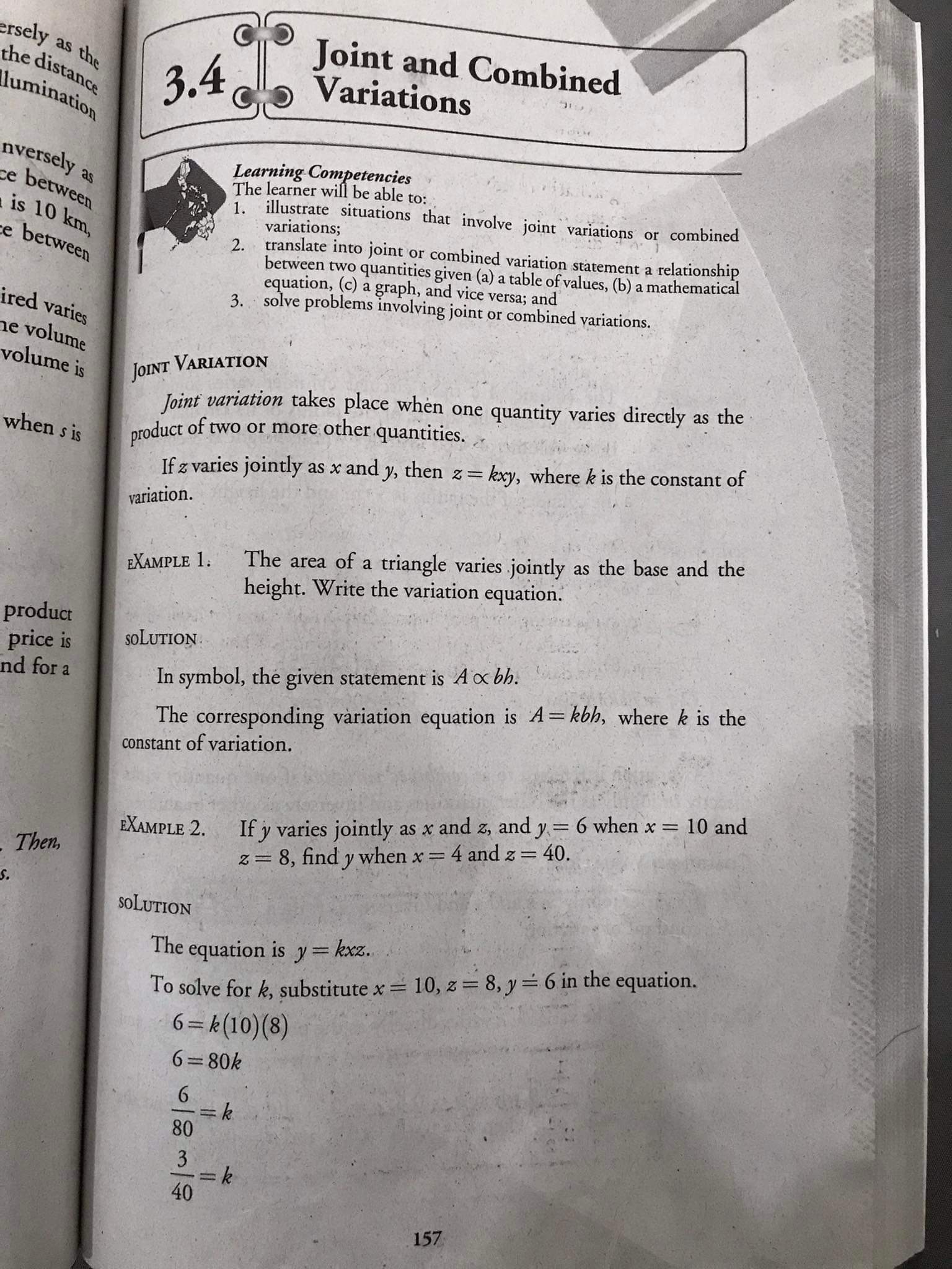 Lesson: SOLUTION The equation is a = k To solve