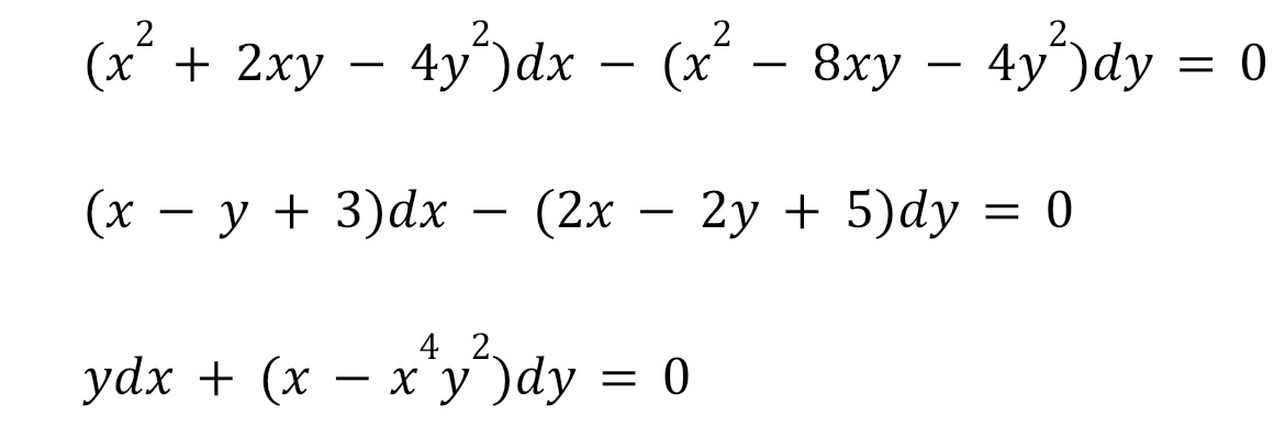 (x + 2xy - 4y ) dx - (x - 8xy - 4y ) dy = 0 (x -