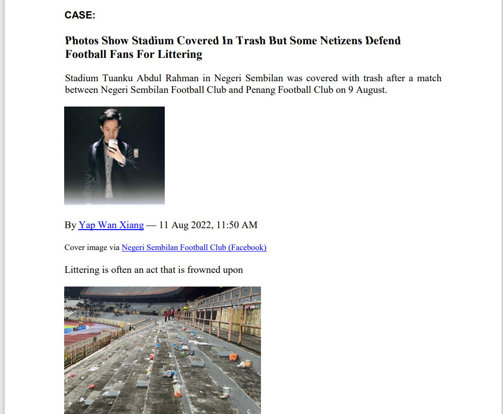 CASE: Photos Show Stadium Covered In Trash But