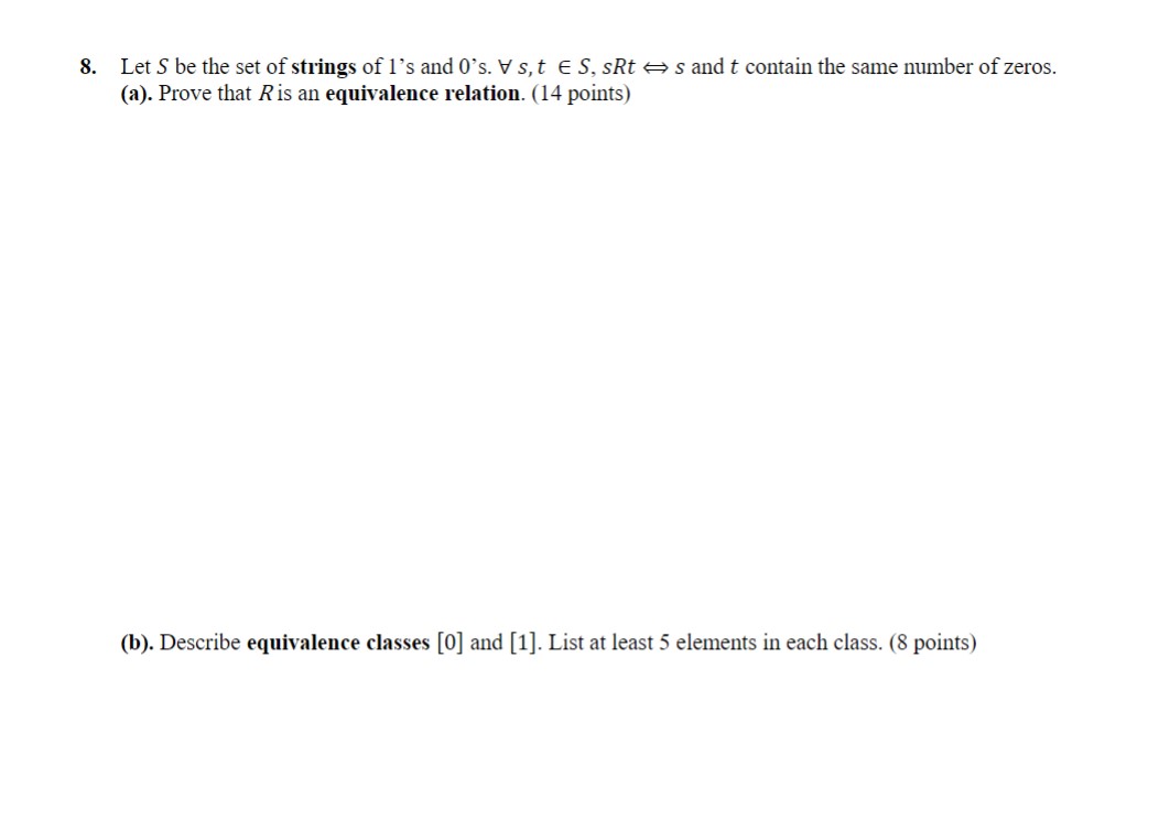 8. Let S be the set of strings of 1's and