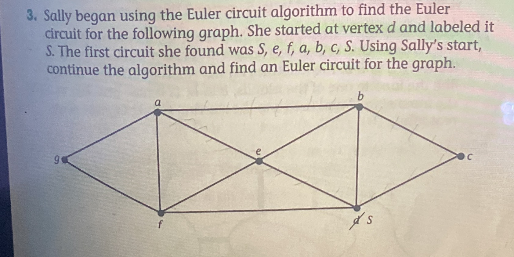 3. Sally began using the Euler circuit algorithm