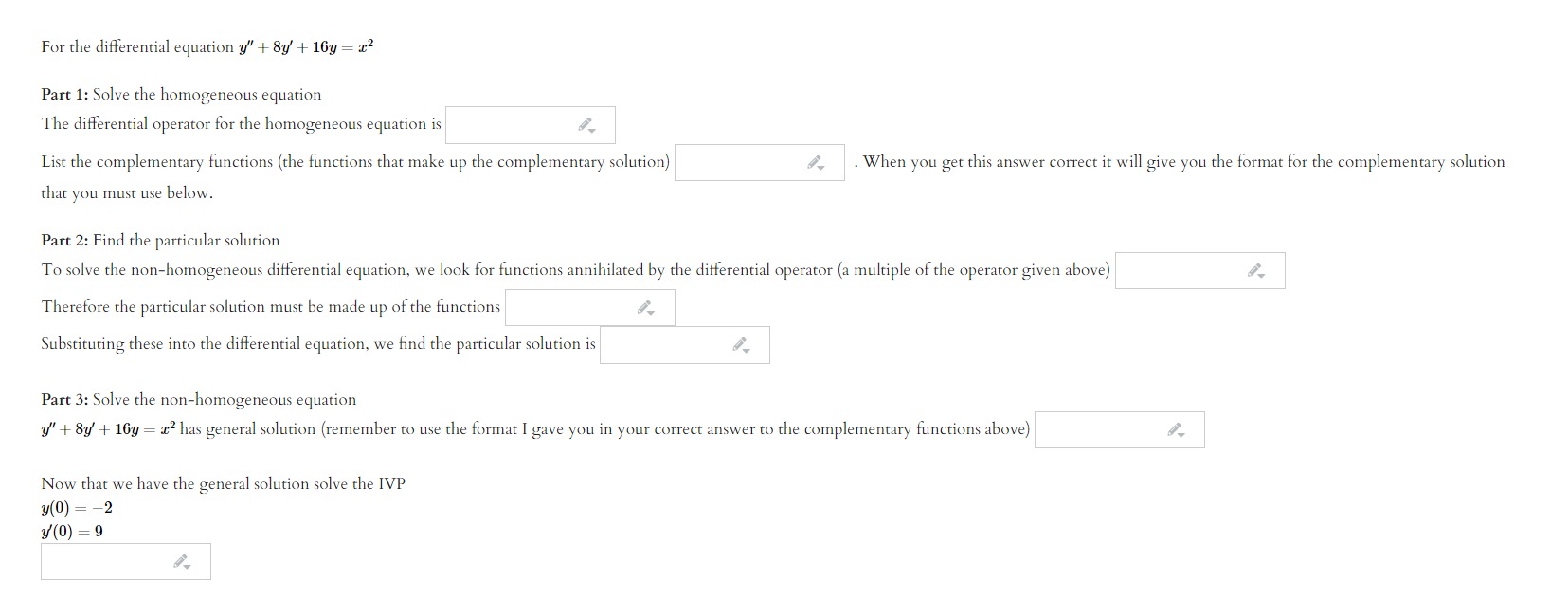 For the differential equation y" + 6y