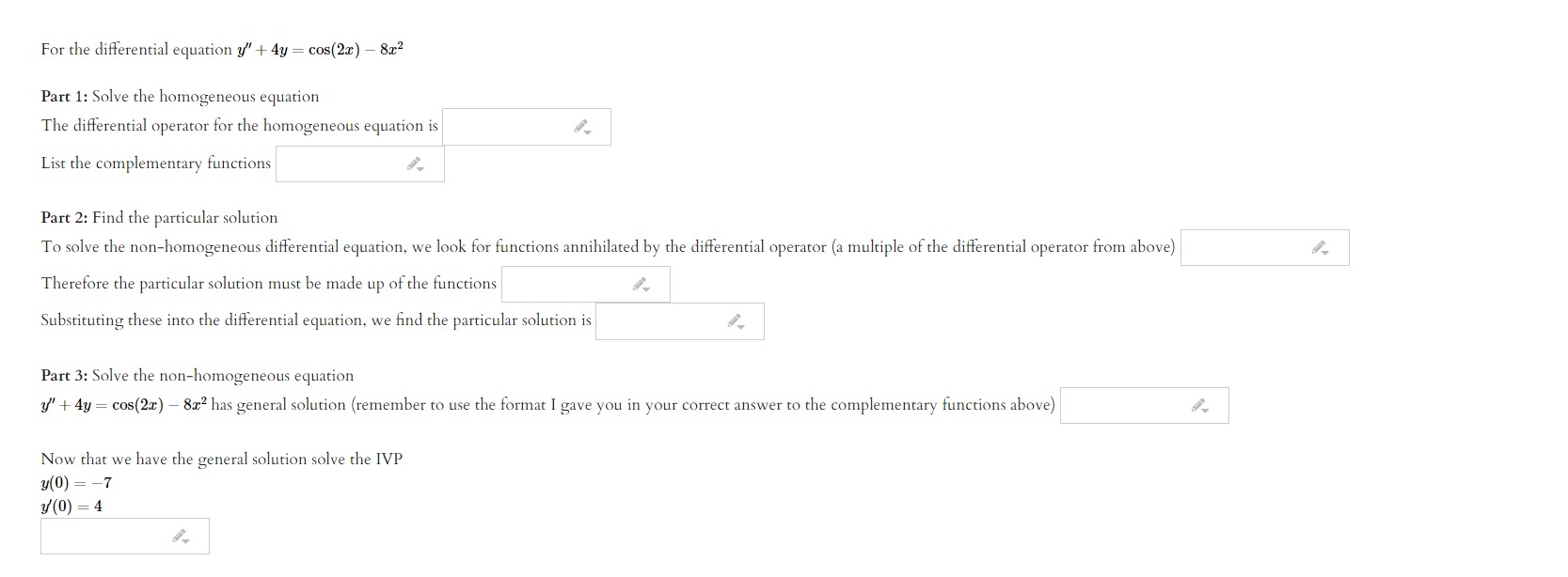 For the differential equation y" + 6y