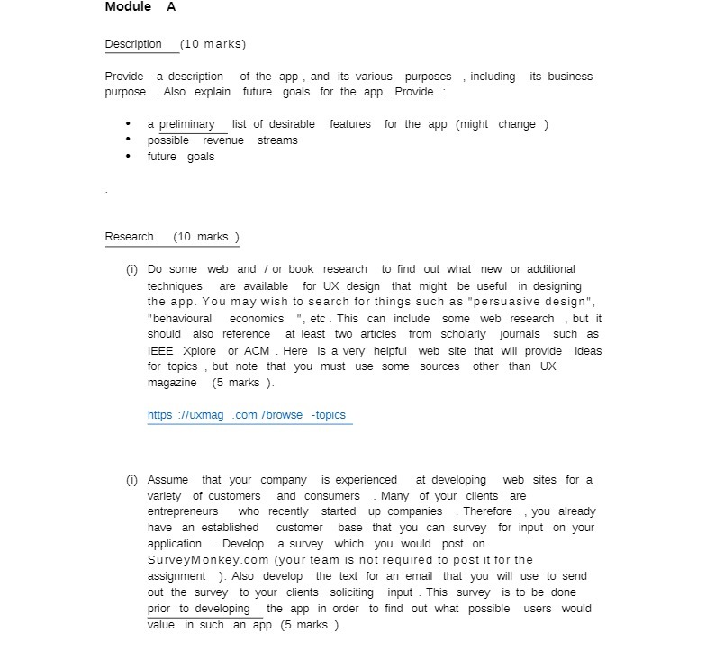 Module A Description (10 marks) Provide a