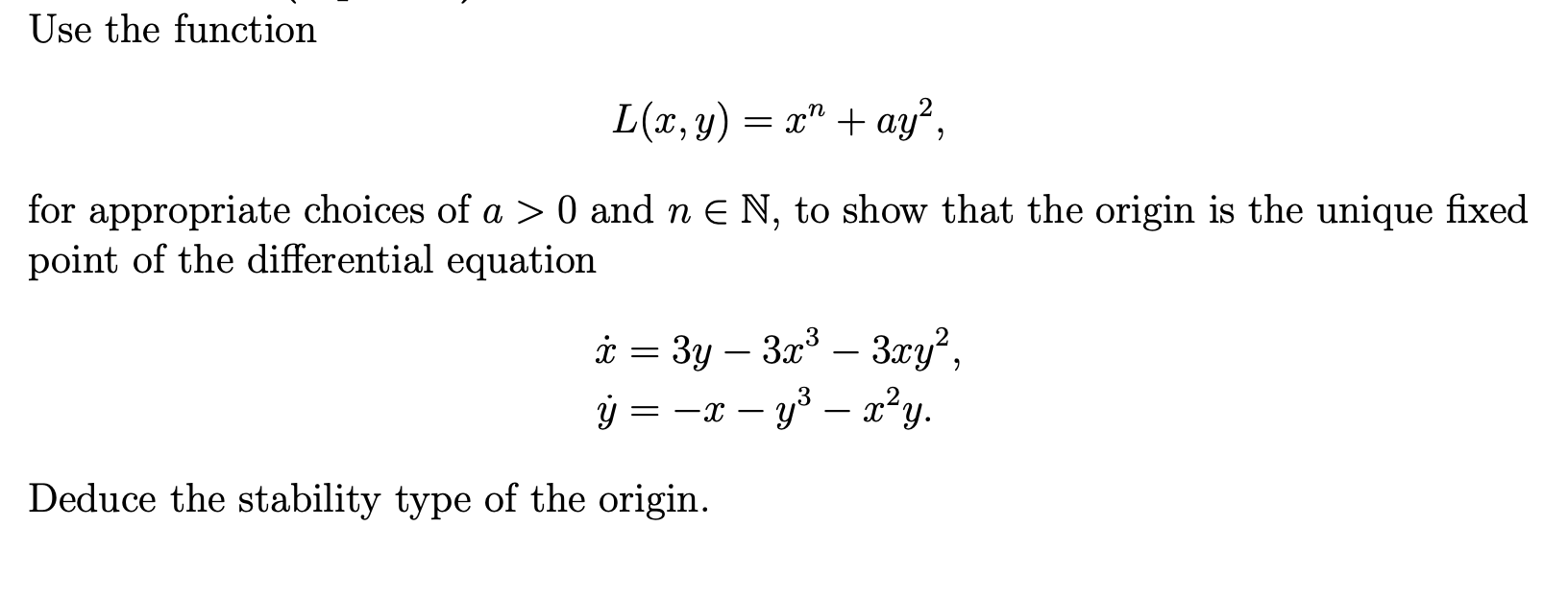 Use the function L(a:,y) = :6\" + ay2, for