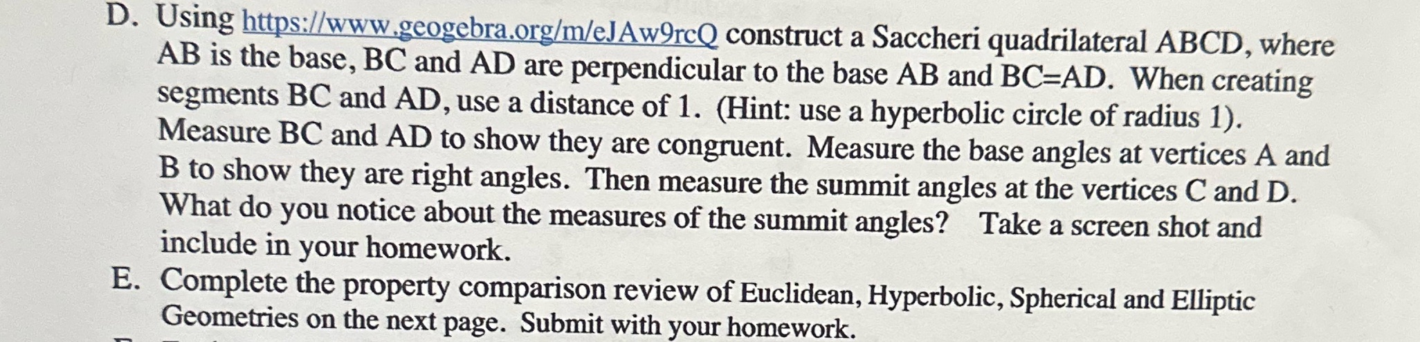 Measure BC and AD to show they are congruent.