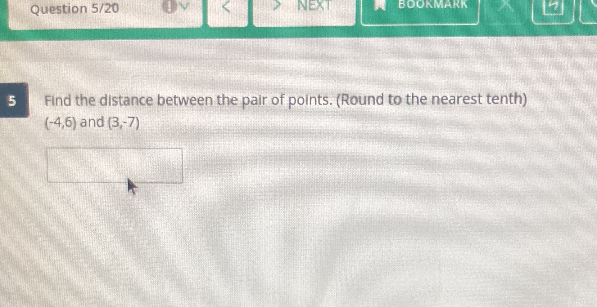 Geometry Question 5/20 OV NEXT BOOKMARK 5 Find