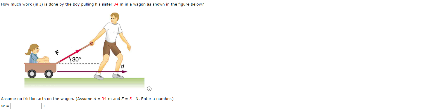 How much work (in ]) is done by the boy pulling