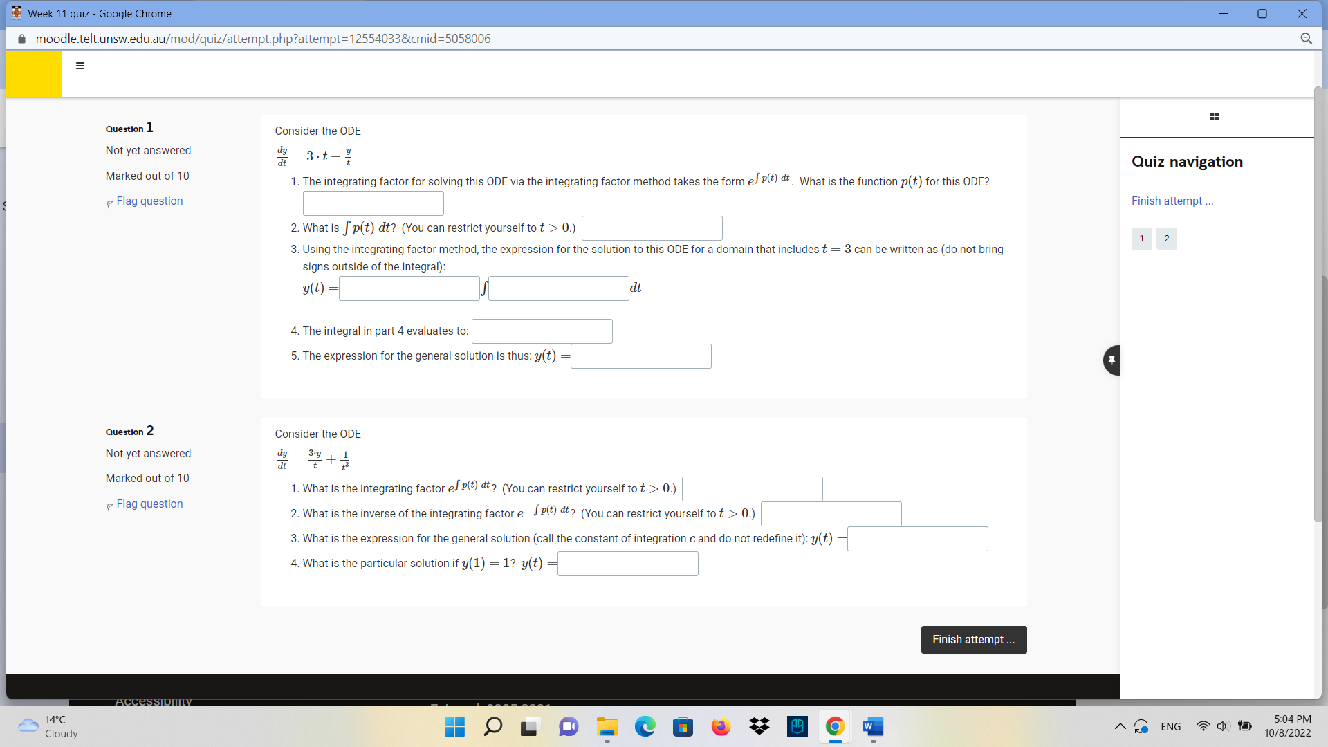 Week 11 quiz - Google Chrome - 0 X