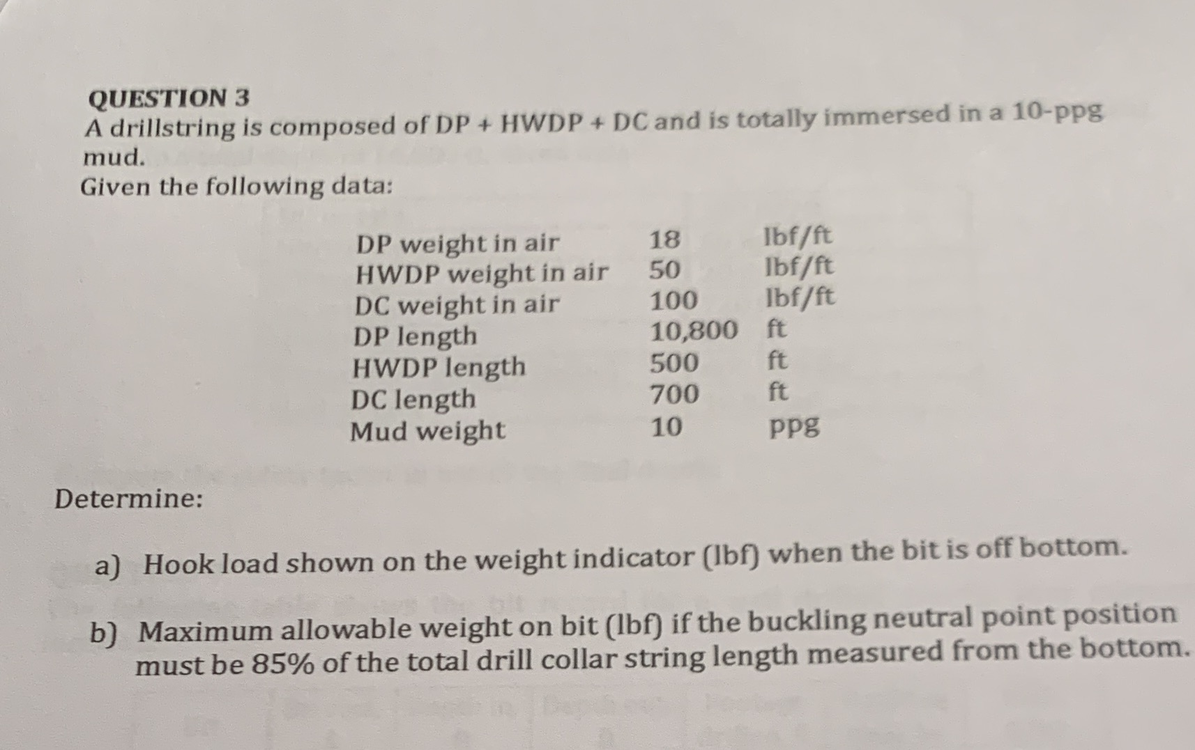 Answers are:a) 245,200 lbf b) 50,400 lbfPlease