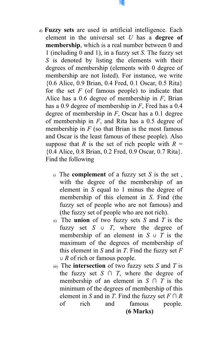 QUESTIQN 2: :1) Suppose that the universal set is