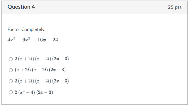 Question 1 25 pts Which expression does NOT have