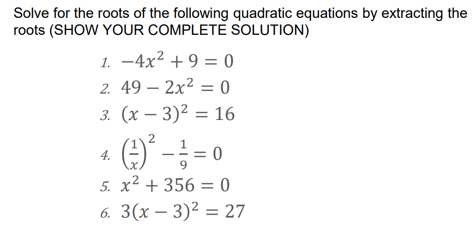Solve for the roots of the following quadratic