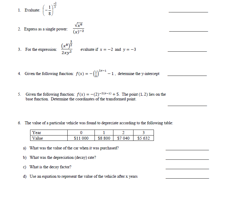 Complete the questions from '1.' to '6.' in the